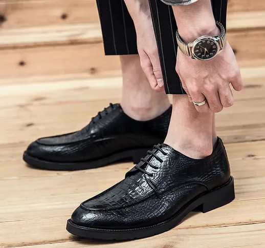 Scarpe da uomo stile britannico scarpe a punta in pelle da lavoro abbigliamento formale cl...