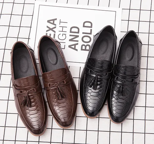 Scarpe da uomo in stile britannico scarpe a punta in pelle da lavoro abbigliamento formale...
