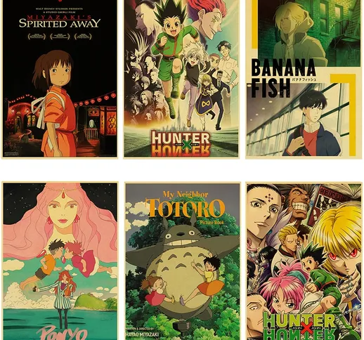 Hot Anime Collection Vintage Canvas Poster Hunter X Hunter Miyazaki Hayao Movie Serie Stic...