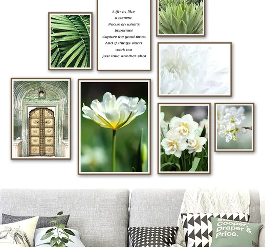 Citazioni Wall Art Agave Bianco Fiore Pianta Foglia Porta Tela Pittura Nordic Poster e Sta...