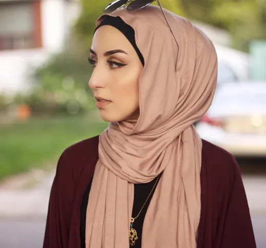 RAISJNHK Sciarpa Hijab Sottile Estate Musulmana Donna Alla Moda Foulard Femme Taglia Plus...