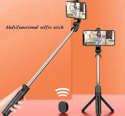 Treppiede selfie stick triangolo telecomando integrato in acciaio inox telescopico Bluetoo...