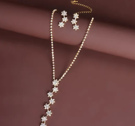 New Middle East Jewelry Full Diamond Set Collana Lady Bride Tassel Water Drop Necklace Spo...