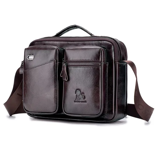 2020 nuova borsa messenger da uomo in pelle primo strato in pelle casual moda monospalla b...