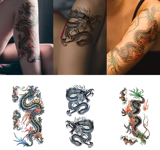 3 pezzi di adesivi per tatuaggi con braccio di fiori piccoli adesivi per tatuaggi di simul...
