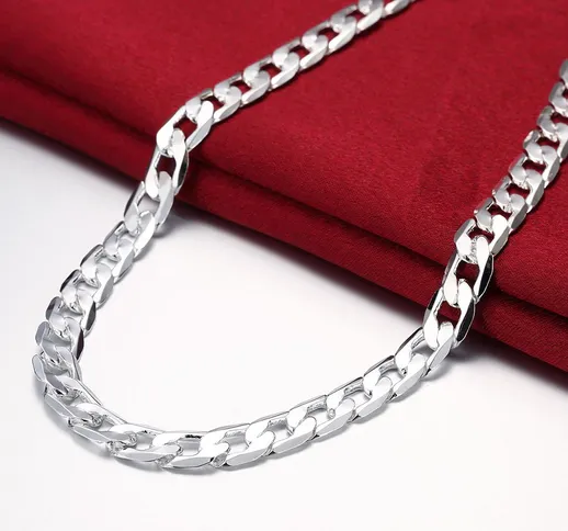 Offerta speciale Collana in argento sterling 925 per uomo 20/24 pollici Classica ena da 8...