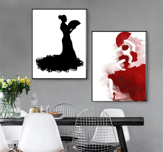 Moderna astratta ballerina di flamenco spagnolo Poster stampa immagine di arte della paret...