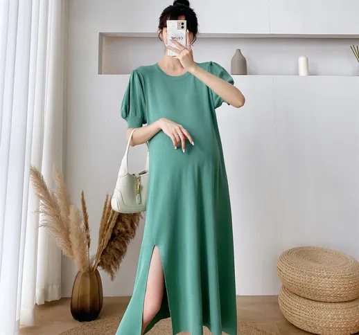 Versione coreana del vestito premaman in chiffon con perline senza maniche