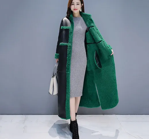 2019 inverno cappotto di pelle double face indossabile cappotto di pelliccia di agnello lu...