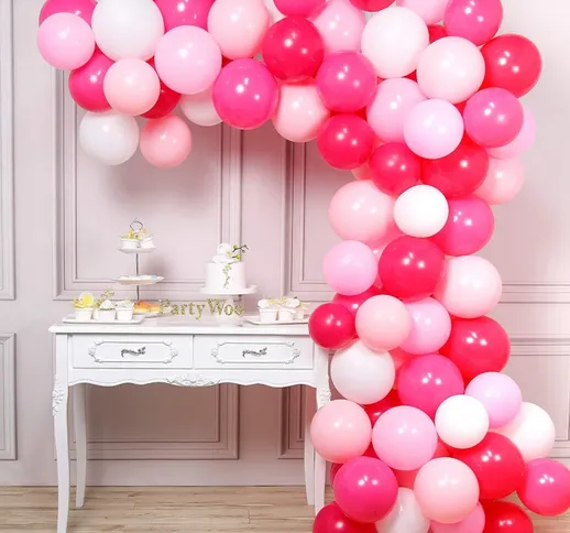 100 pezzi in lattice rosa palloncino rosa rosso rosa neonata decorazione festa di complean...