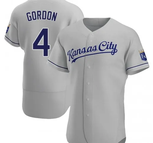 Maglia Kansas City Royals Alex Gordon #4 Grey Authentic Road da uomo