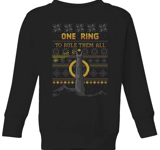 The Lord of the Rings One Ring Maglione Natalizio Bambino in Nero - 3-4 Anni