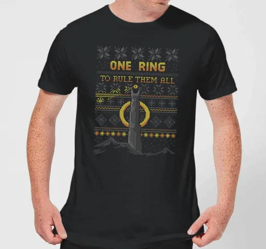 T-Shirt Lord Of The Rings One Ring Christmas - Nero - Uomo - XS