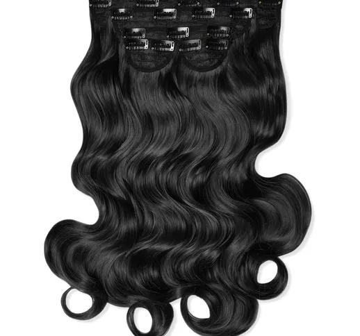 LullaBellz Super Thick 22  5 Piece Curly Clip In Extensions (Various Shades) - Natural Bla...