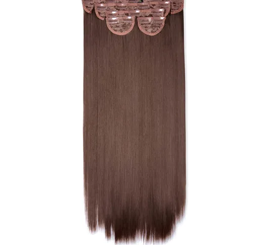 LullaBellz Super Thick 22  5 Piece Straight Clip In Extensions (Various Shades) - Chestnut