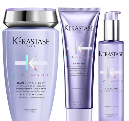 Kérastase Blond Absolu Ultraviolet Shampoo, Conditioner and Treatment Routine for Brighten...