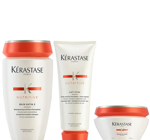 Kérastase Nutritive Bain Satin 2 250 ml, Nutritive Latte Vitale e Masquintense Cheveux Epa...