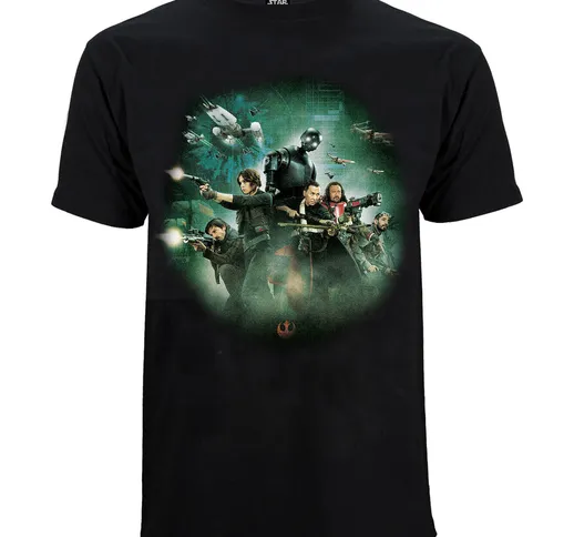 T-Shirt Star Wars Rogue One Group Battle- Nero - Uomo - L - Nero