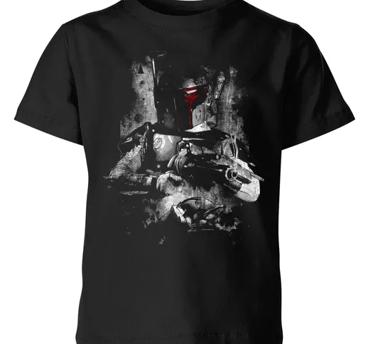 T-Shirt  Boba Fett Distressed - Nero - Bambini - 5-6 Anni