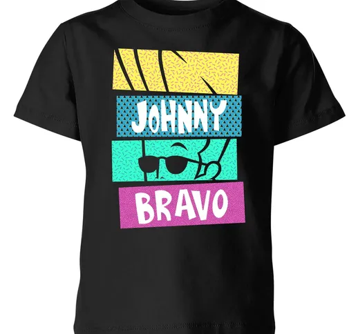  Spin-Off Johnny Bravo 90's Slices Kids' T-Shirt - Black - 7-8 Anni - Nero