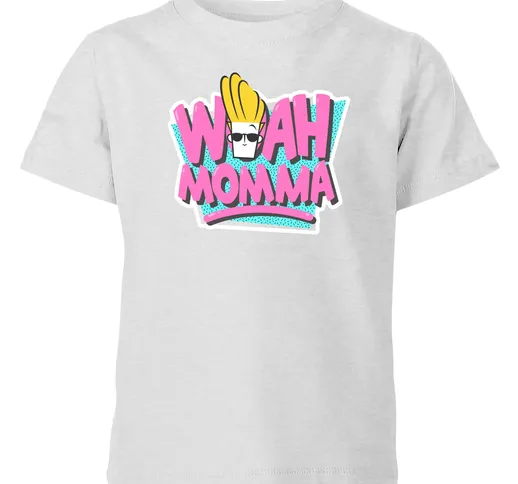  Spin-Off Johnny Bravo Woah Momma 90's Kids' T-Shirt - Grey - 11-12 Anni - Grigio