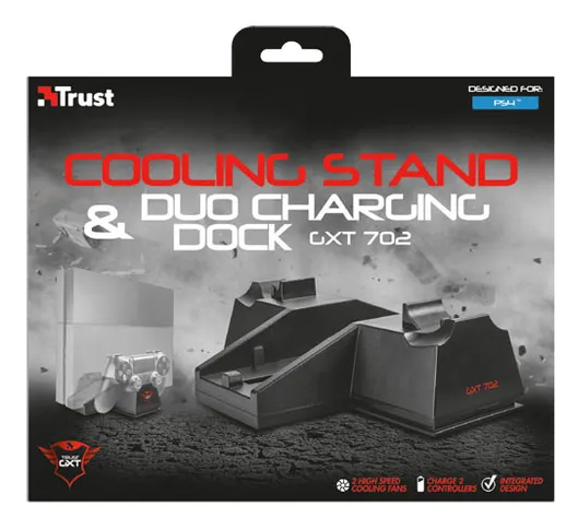 Base verticale Trust - GXT 702 con Ventola di raffreddamento e Dock ricarica duale