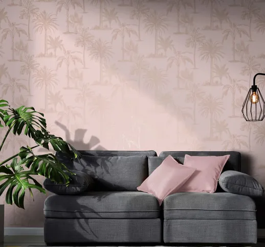 DUTCH WALLCOVERINGS Carta da Parati Alberi Tropicali Rosa