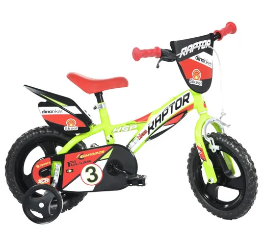 Dino Bikes Bicicletta per Bambini Raptor Giallo Fluorescente 12"