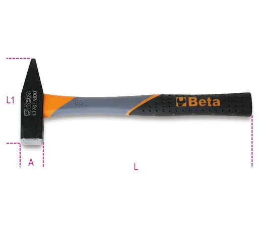 Beta Tools Martello da Meccanico 1370T 1000 Albero in Fibra 36 cm
