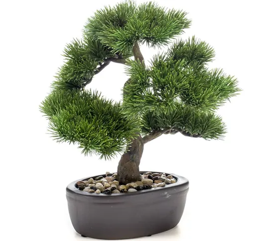 Emerald Pino Artificiale Bonsai in Vaso Marrone 32 cm