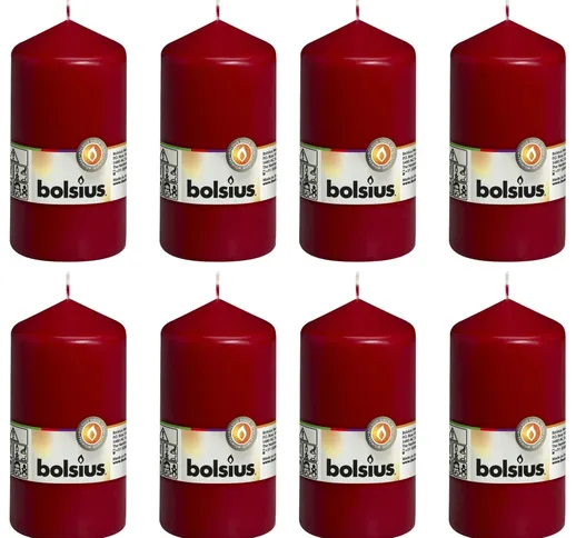 Bolsius Candele Moccoli 8 pz 130x68 mm Rosso Vino