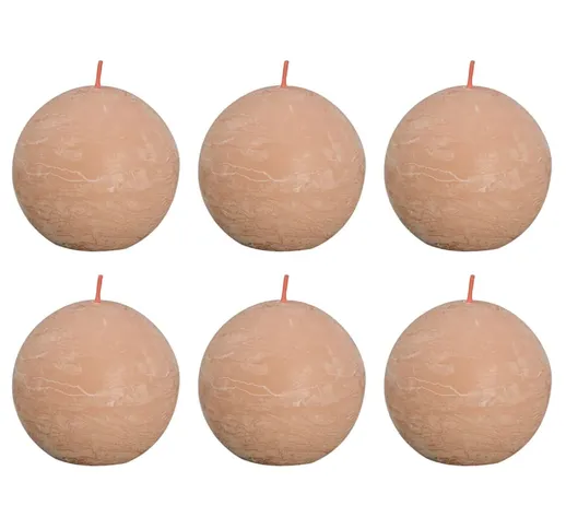 Bolsius Candele Rustiche a Sfera Shine 6 pz 76x71 mm Rosa Nebbia