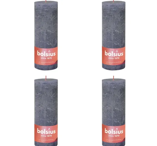 Bolsius Candele Rustiche a Colonna Shine 4 pz 190x68 mm Blu Crepuscolo