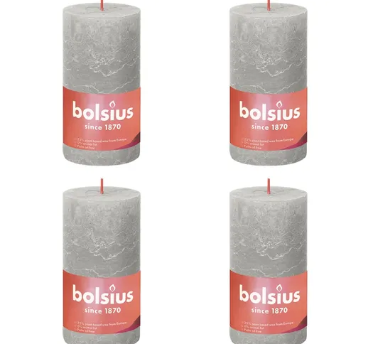 Bolsius Candele Rustiche Colonna Shine 4 pz 130x68 mm Grigio Sabbia