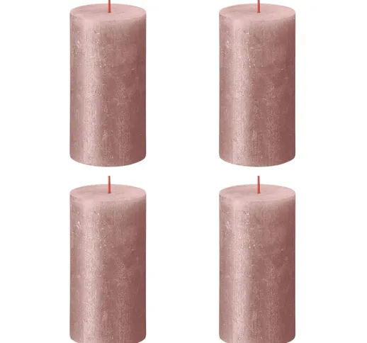 Bolsius Candele Pilastro Rustiche Shimmer 4 pz 130x68 mm Rosa