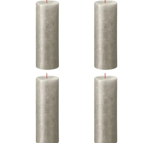 Bolsius Candele Pilastro Rustiche Shimmer 4 pz 190x68 mm Champagne