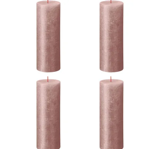 Bolsius Candele Pilastro Rustiche Shimmer 4 pz 190x68 mm Rosa