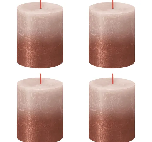 Bolsius Candele Pilastro Rustiche Sunset 4 pz 80x68 mm Rosa e Ambra