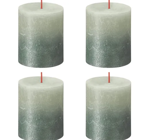 Bolsius Candele Pilastro Rustiche Sunset 4 pz 80x68 mm Verde e Blu