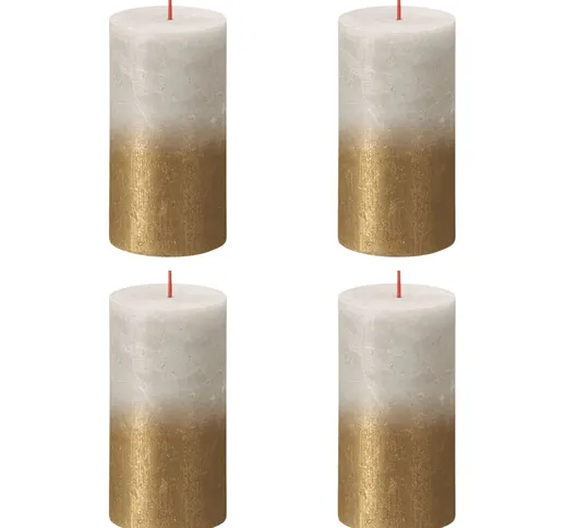 Bolsius Candele Pilastro Rustiche Sunset 4 pz 130x68 mm Grigio e Oro