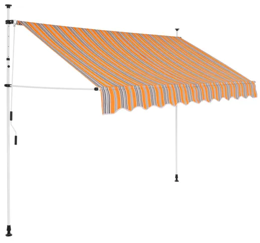vidaXL Tenda da Sole Retrattile Manuale 250 cm a Strisce Blu e Gialle