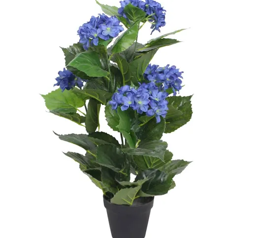 vidaXL Ortensia Artificiale con Vaso 60 cm Blu