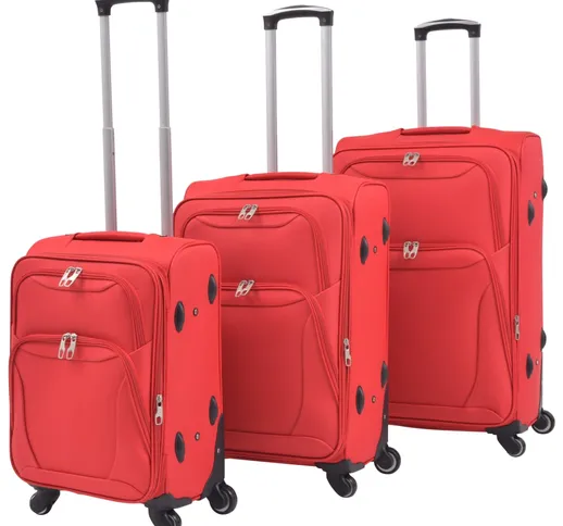 vidaXL Set di Valigie Trolley 3 pz Morbide Rosse