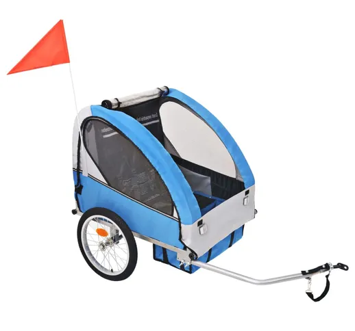 vidaXL Rimorchio da Bici per Bambini Grigio e Nero 30 kg