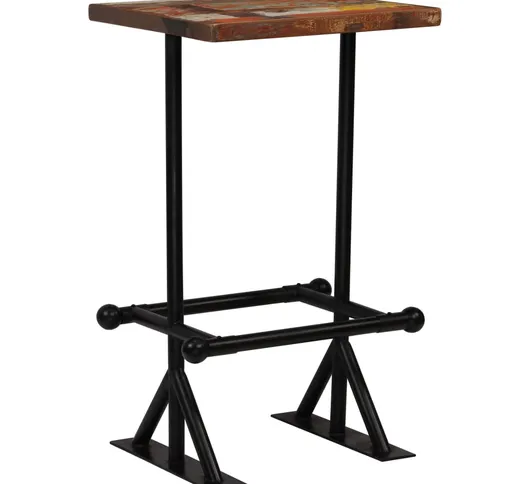vidaXL Tavolino da Bar in Massello di Recupero Multicolore 60x60x107cm