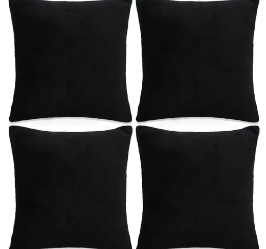 vidaXL Fodere per Cuscini 4 pz in Velour 50x50 cm Nero