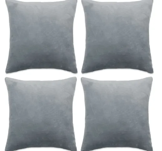 vidaXL Fodere per Cuscini 4 pz in Velour 50x50 cm Grigio