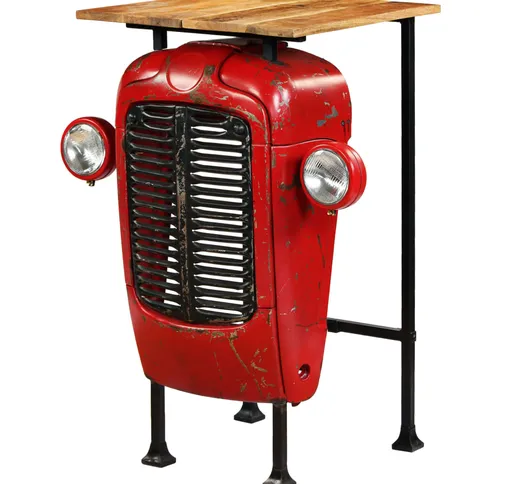 vidaXL Tavolino da Bar Trattore in Mango Massello 60x60x107 cm Rosso