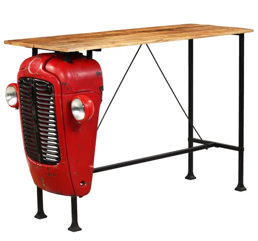 vidaXL Tavolino da Bar Trattore in Mango Massello 60x150x107cm Rosso