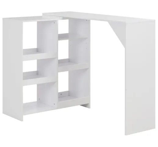 vidaXL Tavolo da Bar con Scaffale Mobile Bianco 138x39x110 cm